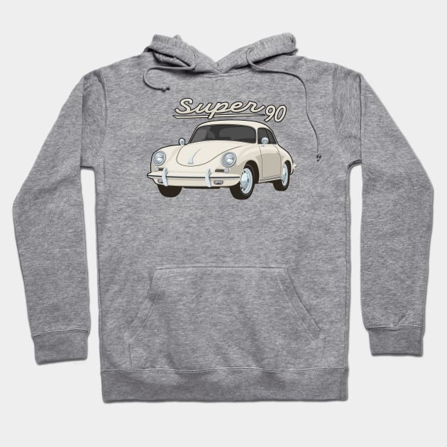 356 B Super 90 gt coupe Car classic vintage retro cream Hoodie by creative.z